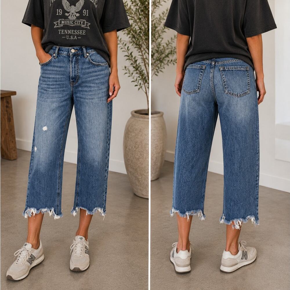 Free People We the Free Cropped Denim Jeans Size 26